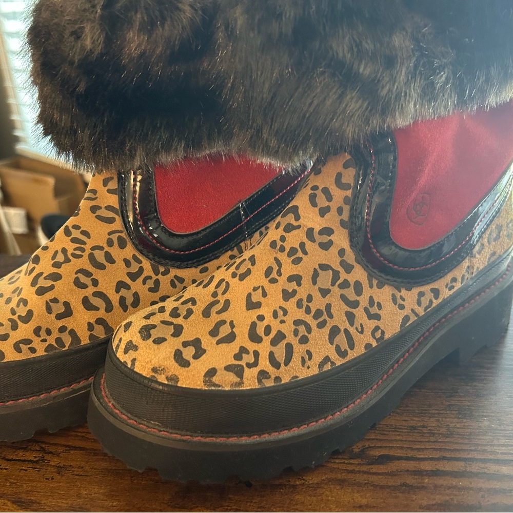 Ariat Leopard Print Boots with Black Soles